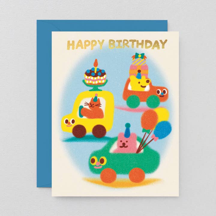Wrap (US duties paid) – wholesale Birthday card – Happy Birthday Cars' Kids Birthday Greetings Card0