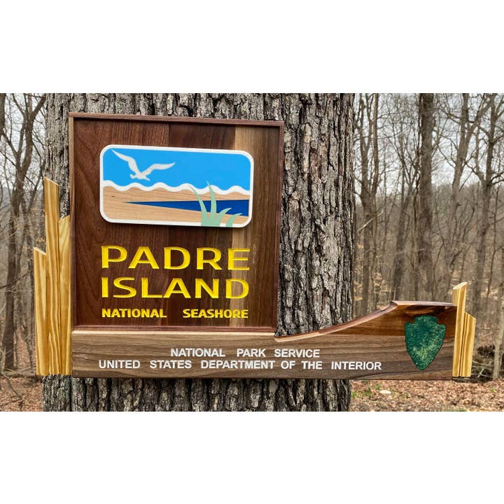 Decorazione da parete Padre Island National Seashore, ingresso Texas TX per la vendita all'ingrosso da parte di TinyWoodenSigns