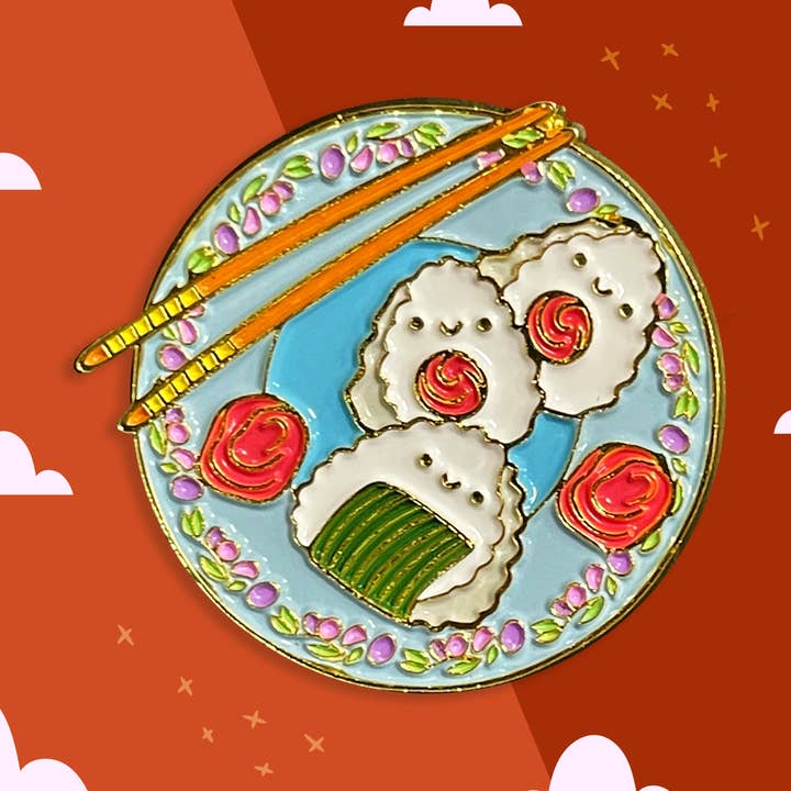 Neha Lee Designs - Wholesale Lapel Pin/Button - Kawaii onigiri sushi enamel pin0