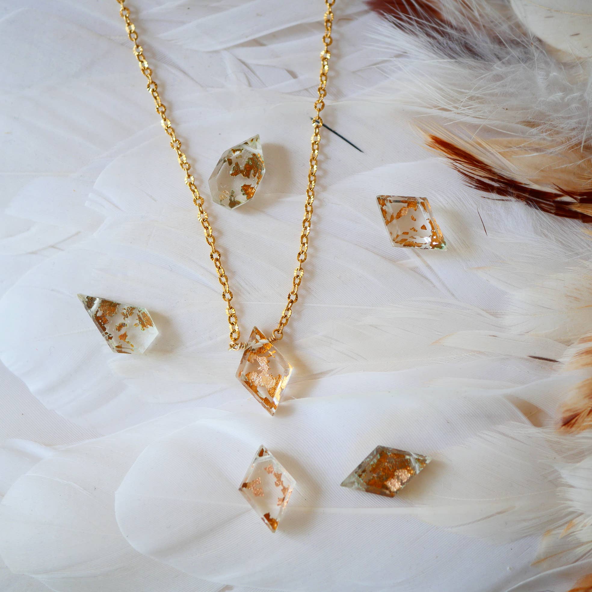 GINANDGER - Wholesale Pendant/Charm Necklace - UTTHAAN Necklace Natural quartz crystal (Gold foil crystal)5