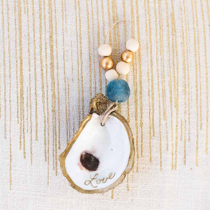Grit and Grace Studio - Wholesale Ornament - Customized Oyster Ornament / Napkin Ring (Gold Inscription)9