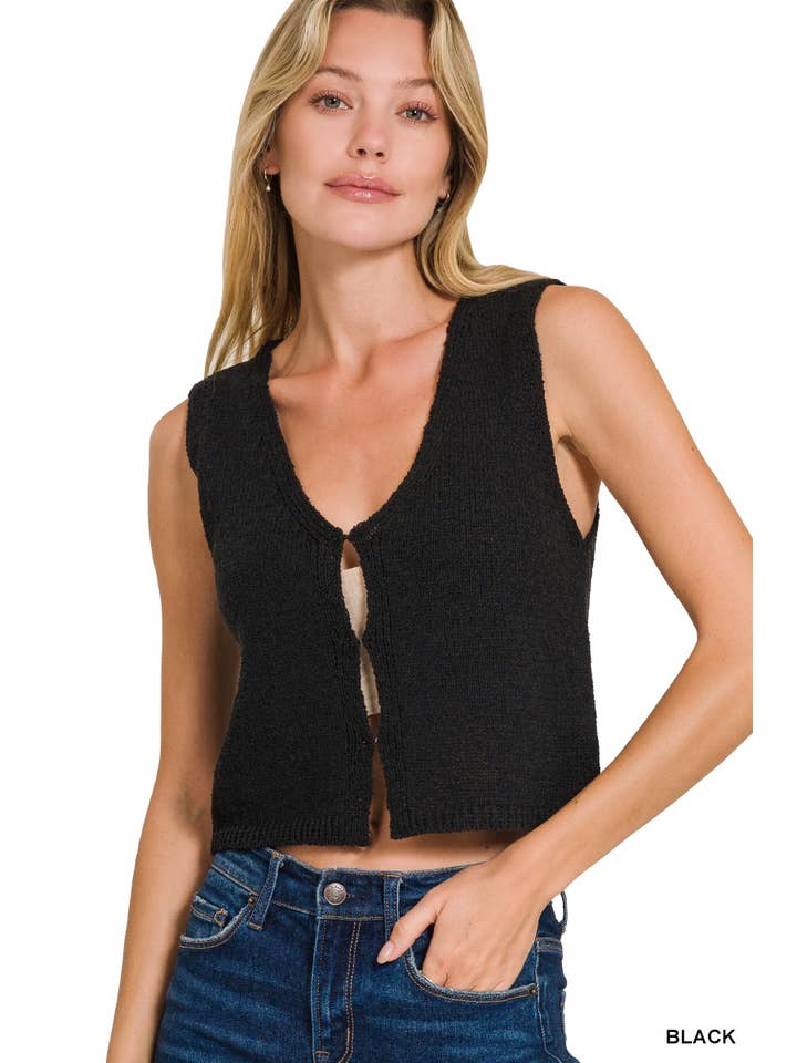Vanilla Monkey - Wholesale Knit Top - Women's - Hook & Eye Sweater Vest