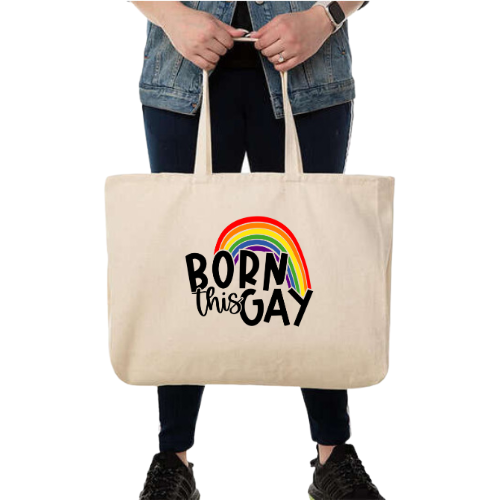 RainBee Designs, LLC – Sacola - Unissexo por atacado – Nasceu este Gay Tote1