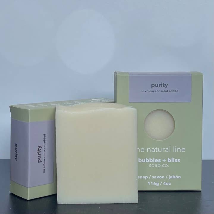 Purity soap for wholesale by bubbles + bliss soap company inc.