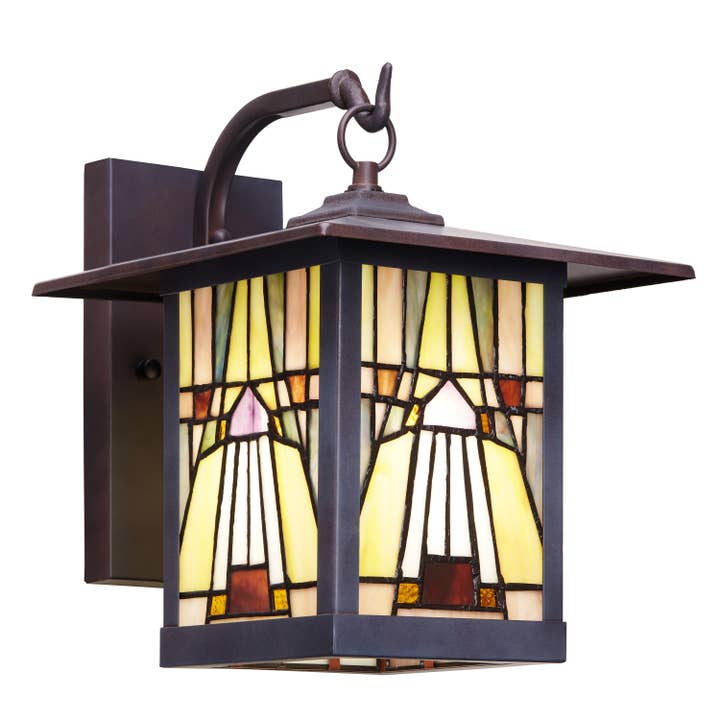 River of Goods - Wholesale Outdoor/Lawn Light - 11.75"H Bryce Amber Stained Glass Outdoor Light Fixture