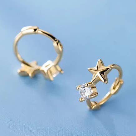 Star Cartilage Huggie Hoop Earrings in 925 Sterling Silver for wholesale by Perimade & Co. LLC