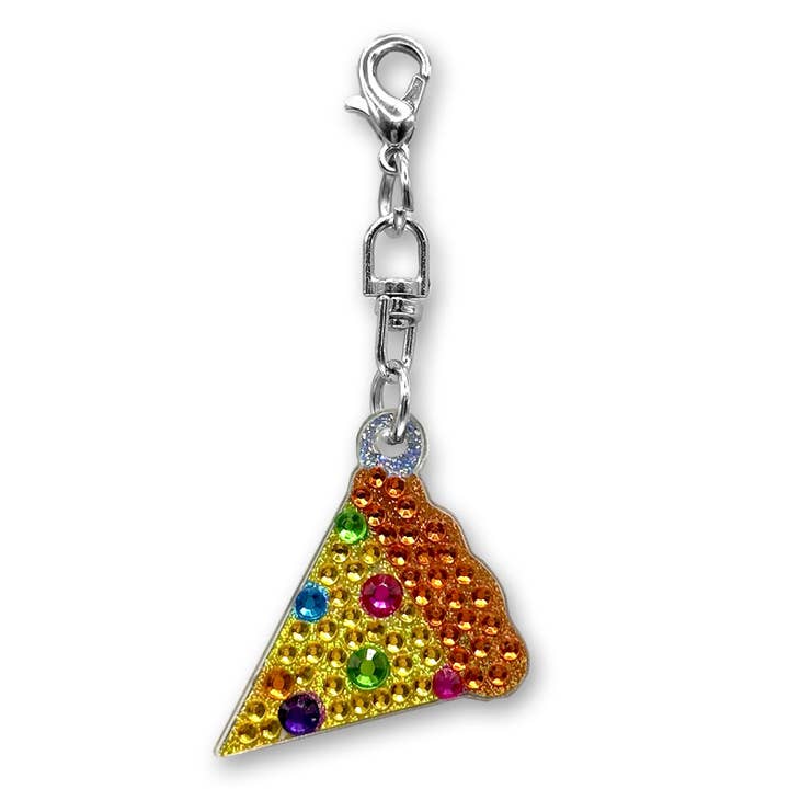 Rainbow Pizza Rhinestone Bag Charm for wholesale by StickerBeans