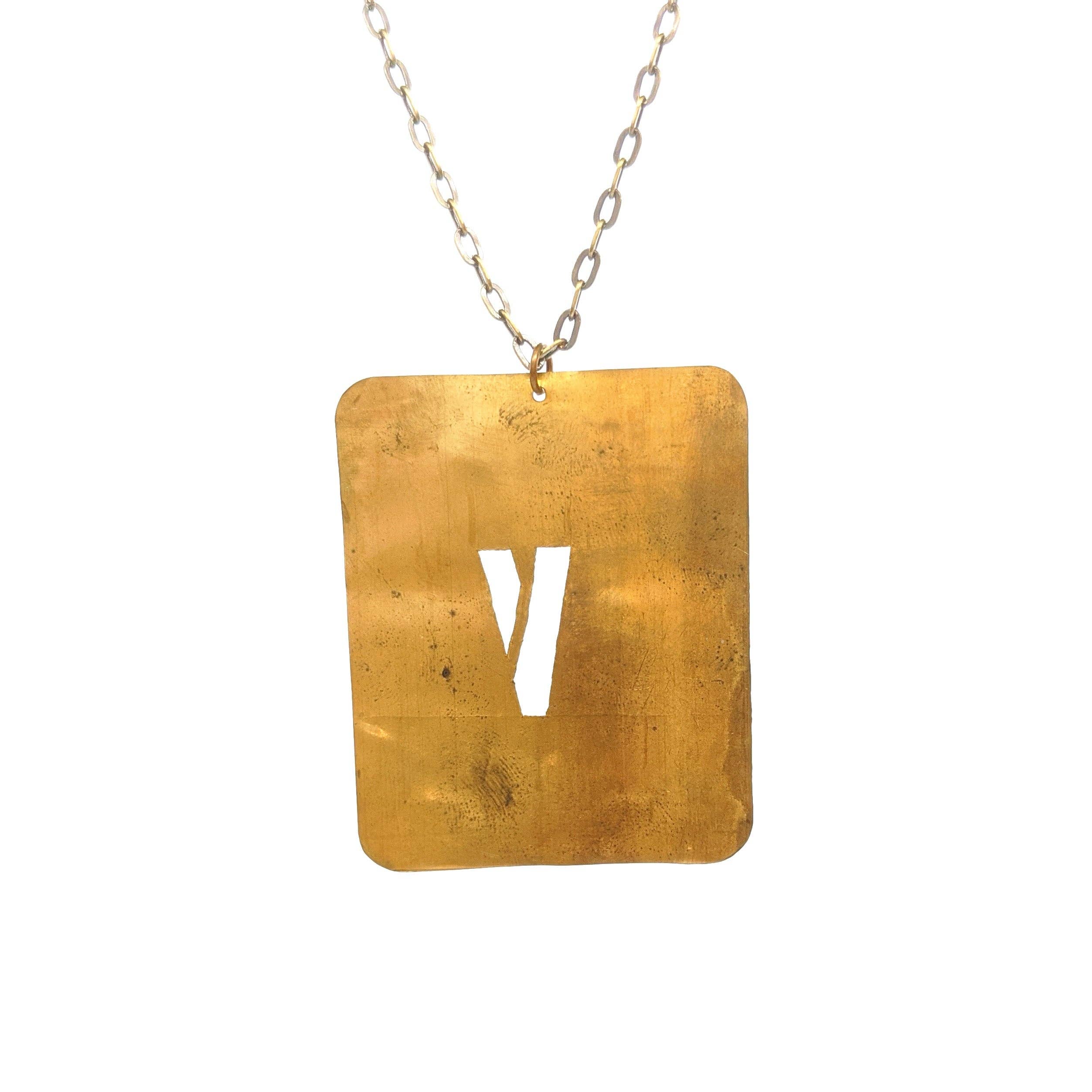 Amy Pfaffman Jewelry - Wholesale Pendant/Charm Necklace - Vintage brass number and letter stencil necklace6