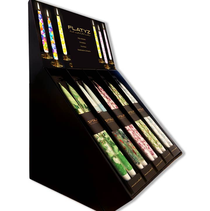 5-Pocket Display - Handmade Flat Taper Candles for wholesale by Flatyz Candles