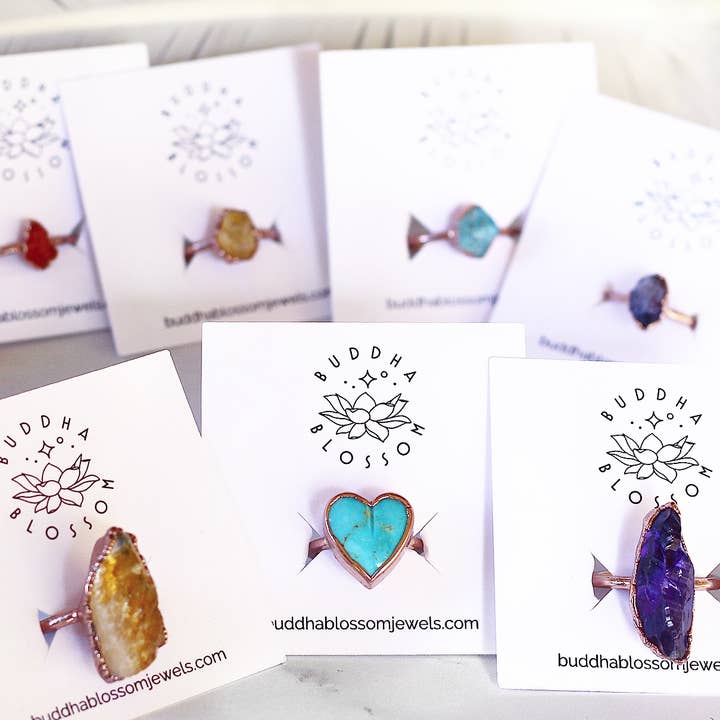 Buddha Blossom Jewels – Anel de cocktail/declaração por atacado – Anel Granada Cru Chunky em Cobre3