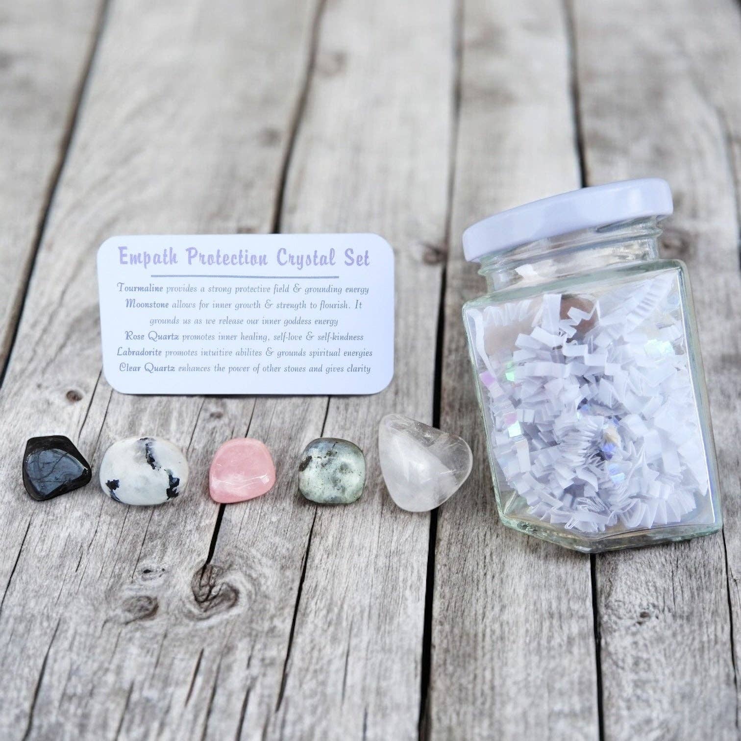 Mindful Intentions® - Wholesale Spiritual Stone/Crystal - Empath Protection Crystal Set in Jar0