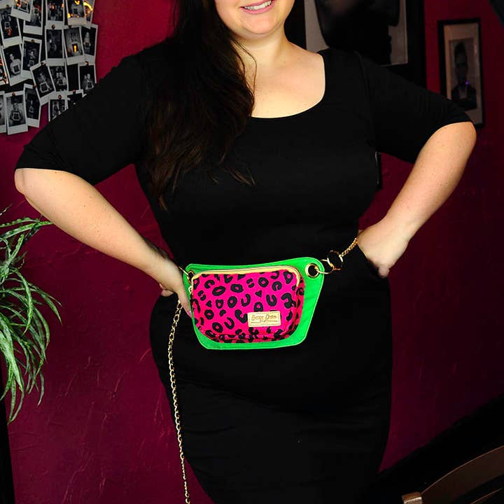 Betsy Dare - Wholesale Crossbody Bag - Women's - Hot Pink Electric Leopard Lisa Convertible Crossbody/Belt Bag4