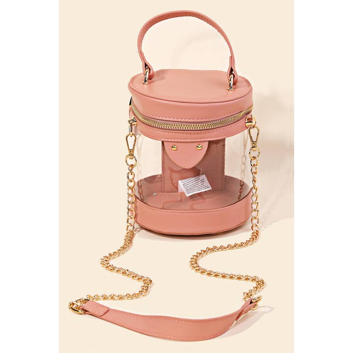 Anarchy Street - Wholesale Crossbody Bag - Women's - Clear Faux Leather Cylinder Bucket Bag