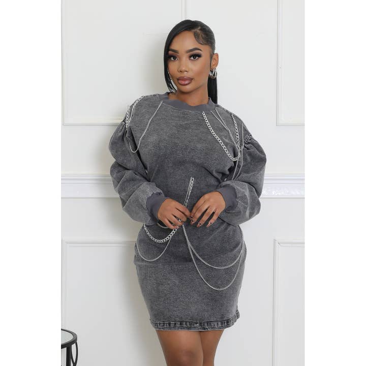 Black Pearl Clothing - Wholesale Dress - Women's - BEAUTY DENIM DRESS