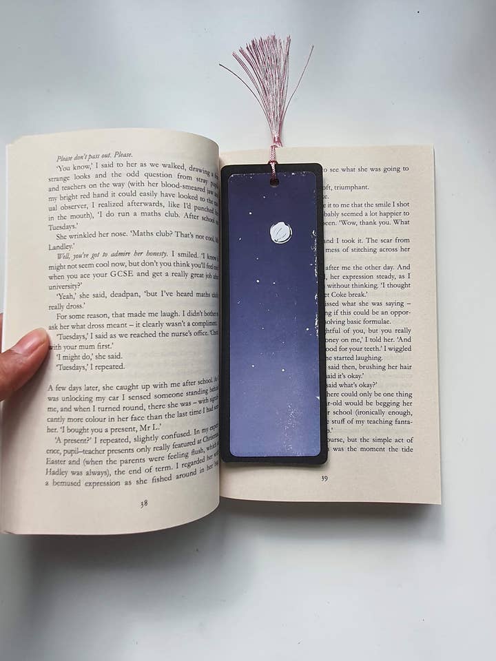 Purple ombre moon bookmark for wholesale by Fizah Afzal