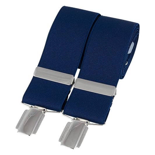 Marineblauwe effen 35 mm zilveren bretels met clip voor wholesale door Dalaco - incorporating David Aster