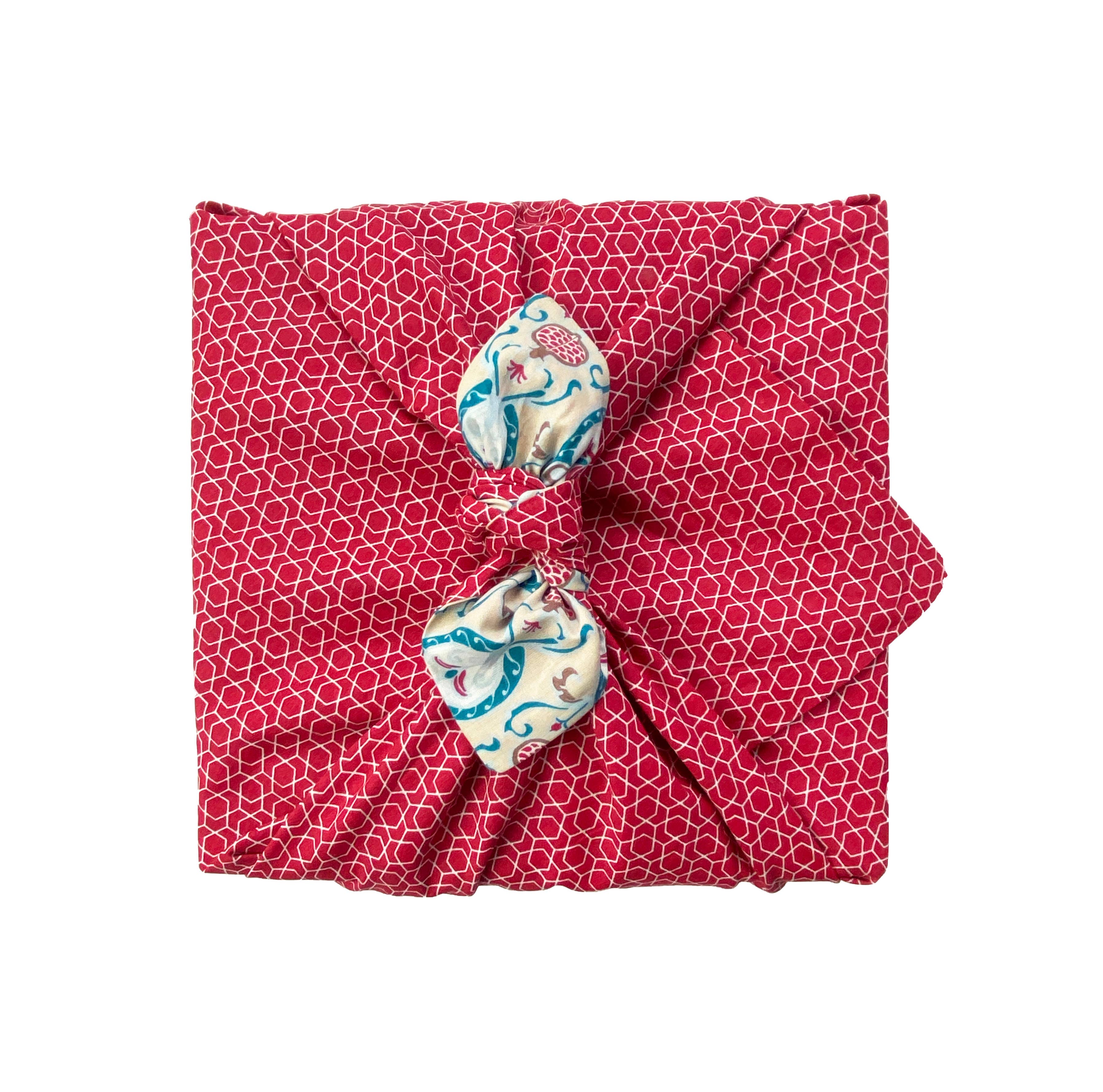 FabRap Furoshiki – Großhandel Geschenkpapier in Bögen – FabRap Furoshiki reversible und wiederverwendbare Geschenkverpackung in Türkis und Kirschrot3