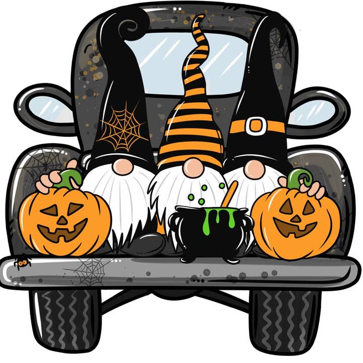 Halloween Gnome Truck, wood sign, DECOE-W-010 for wholesale by DecoExchange