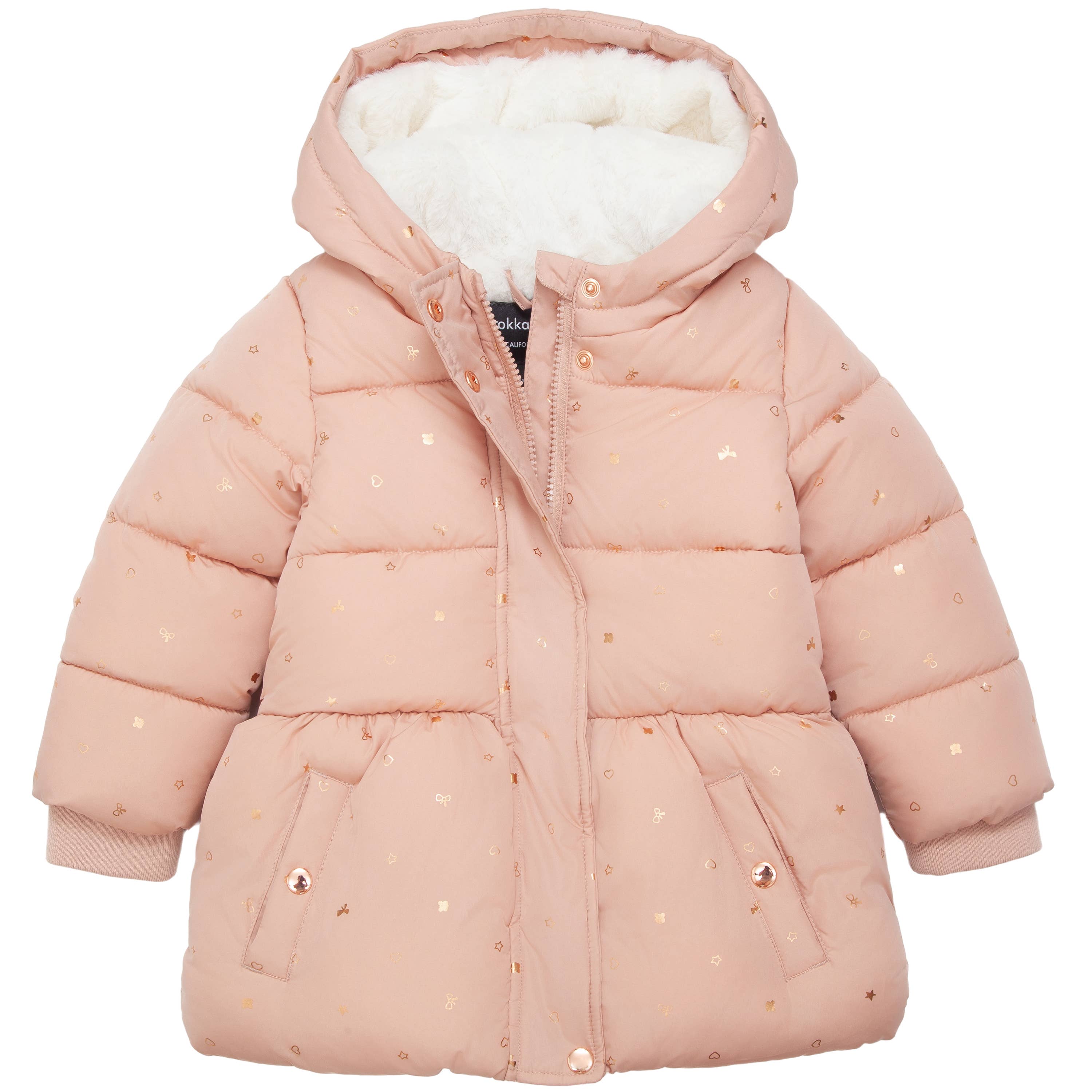 Rokka & Rolla - Wholesale Puffer Jacket - Kids - Toddler Girls' Starlight Winter Coat Mini Fur Jacket8