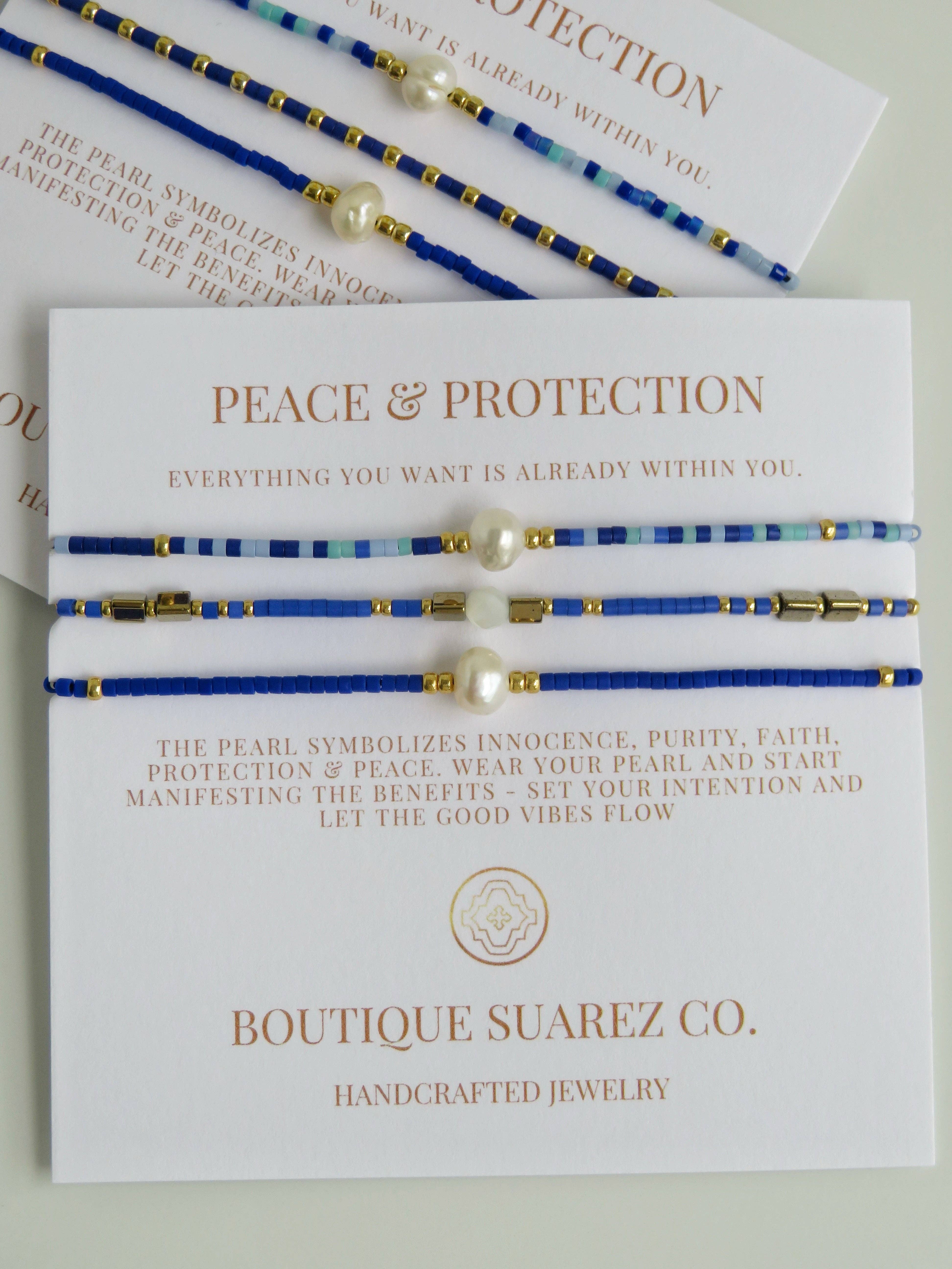 Boutique Suarez Co. - Wholesale Jewelry Set - Peace & Protection - Pearl Bracelet Stacks