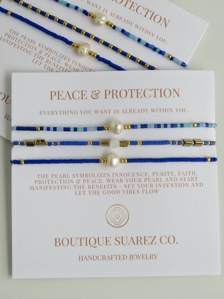 Peace & Protection - Pearl Bracelet Stacks for wholesale by Boutique Suarez Co.