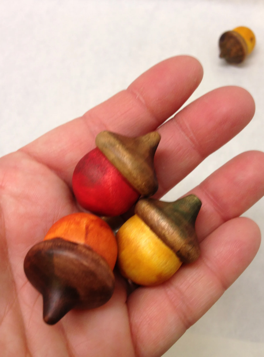 BlueCyanGirl - Wholesale Decorative tabletop object - Rustic Acorns Wooden Hand Painted Spring Mystery Mix 5