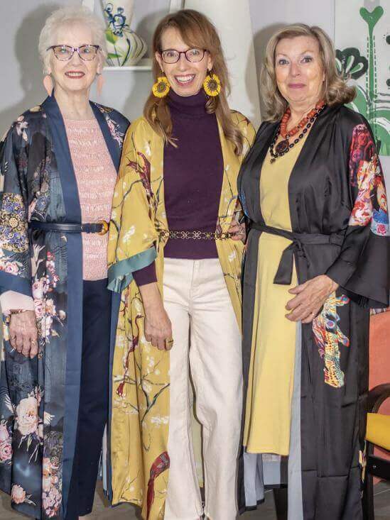 guld Kimono Morgonrock med Fåglar för wholesale på Faire7