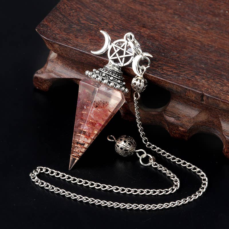 Gemcohub - Wholesale Spiritual Stone/Crystal - Moon Star Multicolor Hexagonal Pyramid Crystal Pendulum11