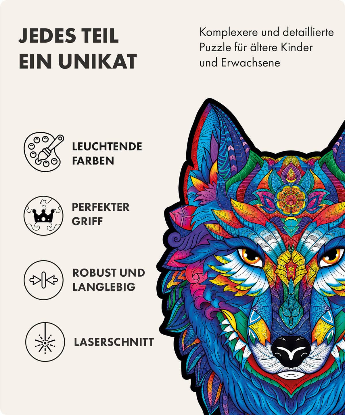 Woodlika - Wholesale Puzzle - Kids - Majestic Wolf Jigsaw Puzzle | Magic Animals7