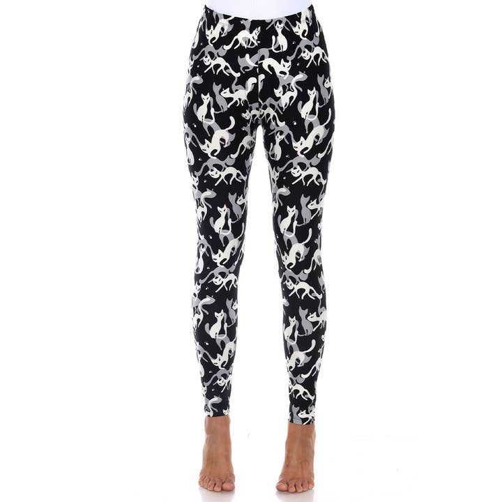 Women's Super Soft High-Rise Cat Printed Leggings for wholesale by WHITE MARK