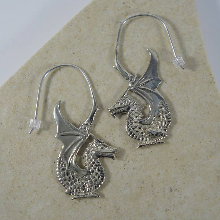 Ajmer by Jodi - Wholesale Dangle Earrings - Dragon Earrings~ Yellow or White Brass with Sterling wires7