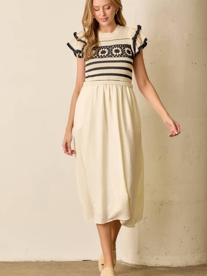 VESTIDO MIDI DE CROCHET para venta al por mayor de Polagram by Wellmade USA