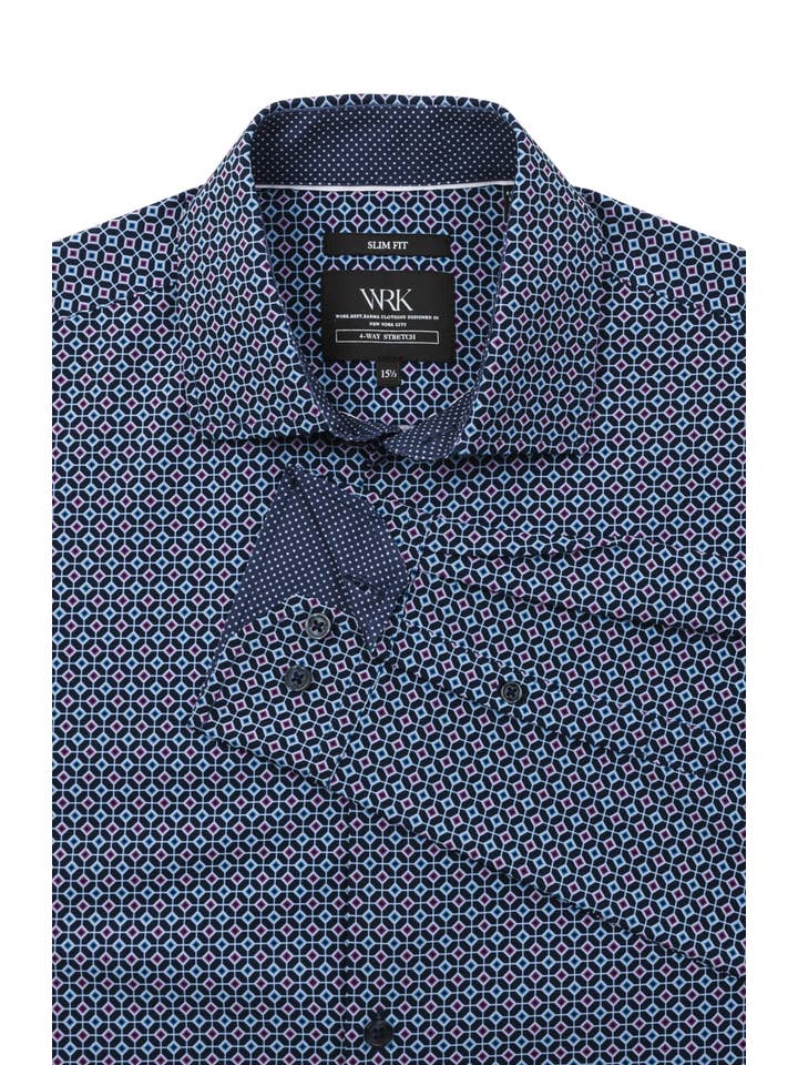 W.R.K - Venta al por mayor Camisa con botones - Hombre - CAMISA DE VESTIR AJUSTADA DIAMOND GEO ELÁSTICA EN 4 DIRECCIONES4