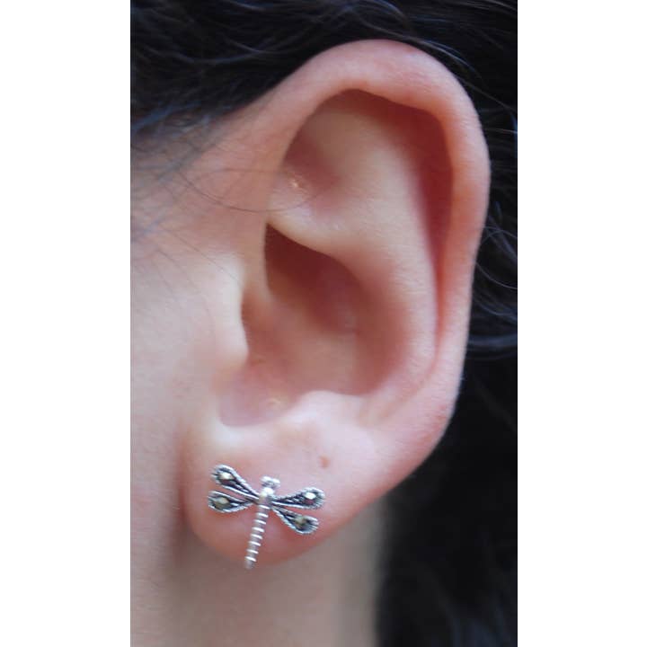 Semaki & Bird - Vente Clous d'oreille - Boucles d'oreilles en marcassite libellule - Sterling Natural History2