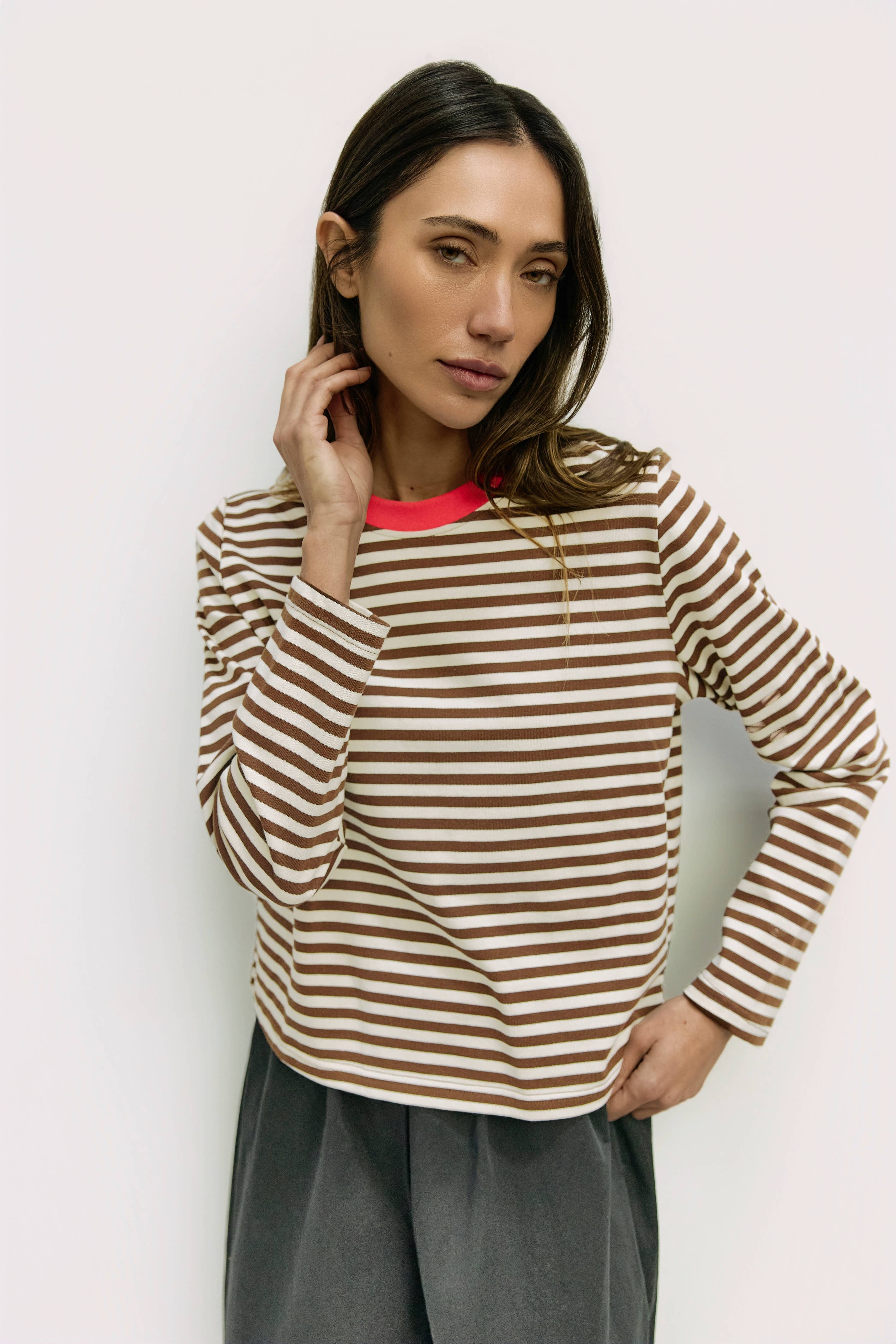 MOD REF - Wholesale T-Shirt - Women's - The Kathleen Top | Women's Striped Long Sleeve T-Shirt

30