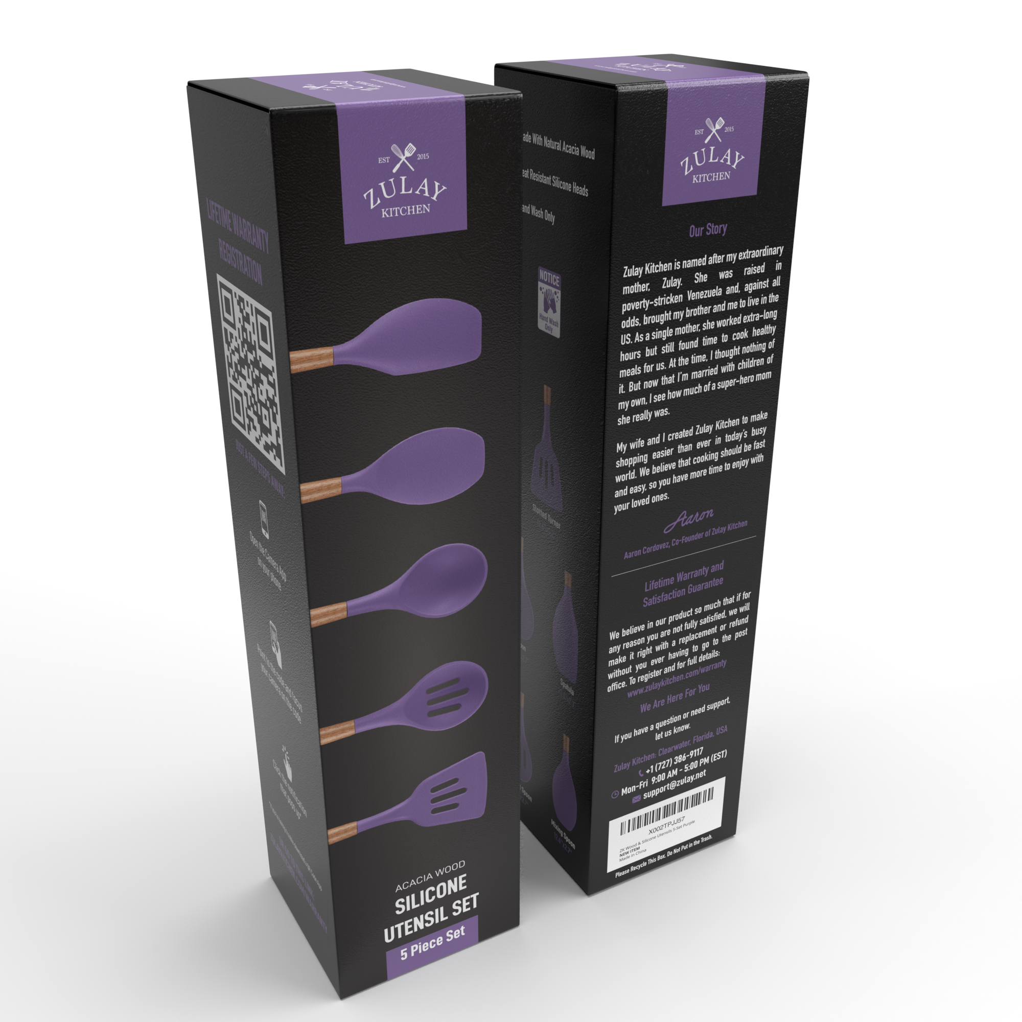 Zulay Kitchen - Wholesale Keukengereedschapsset - 5-delige set antiaanbak siliconen keukengerei met houten handvat12