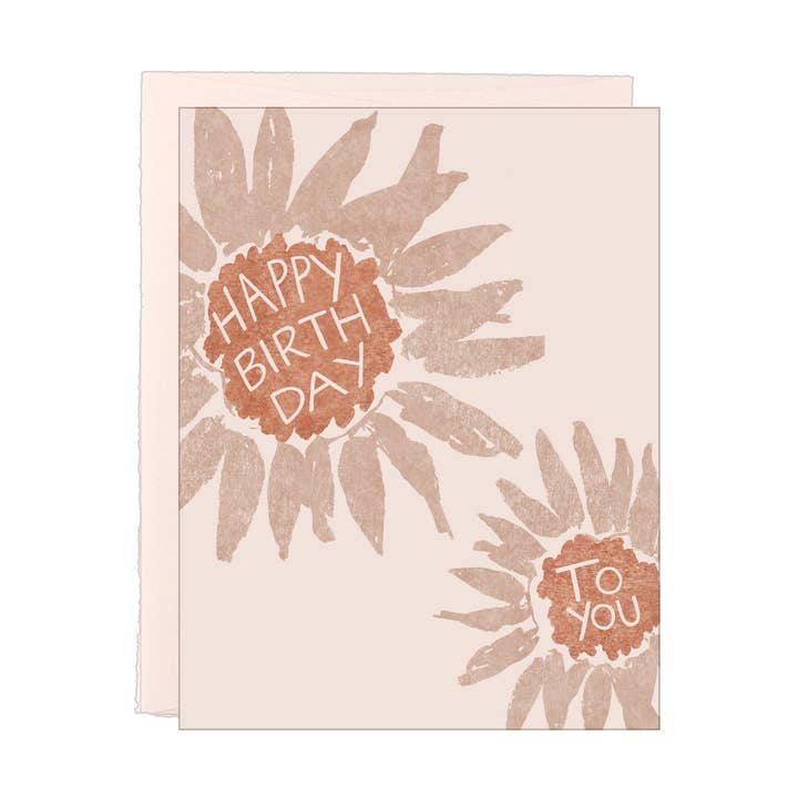 Happy Birthday to you - Sunflower - Letterpress Card for wholesale by Lake Erie Design Co.