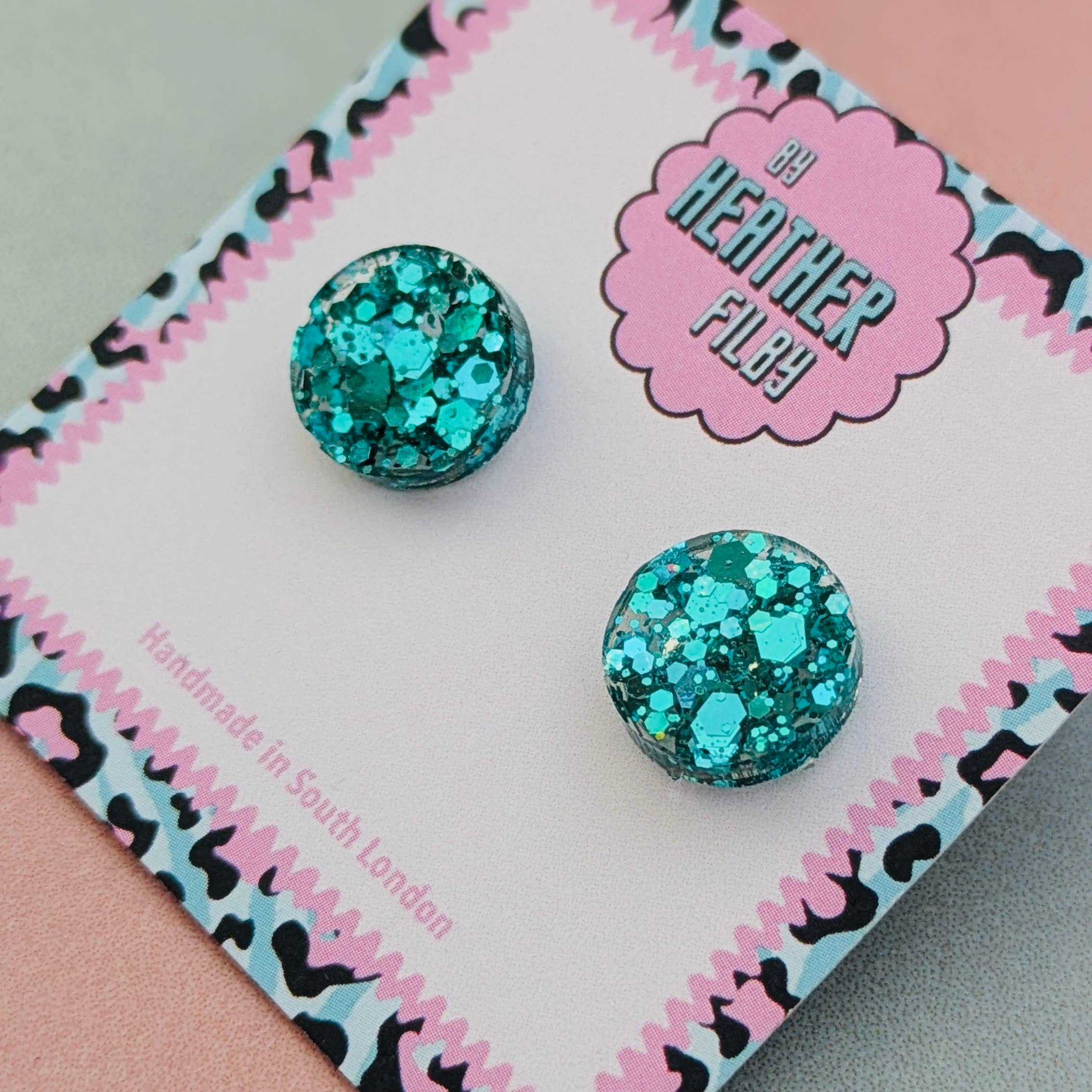 By Heather Filby – wholesale Stud/post earrings – Glitter Circle Stud Earrings (MORE COLOURS) - Best Seller9