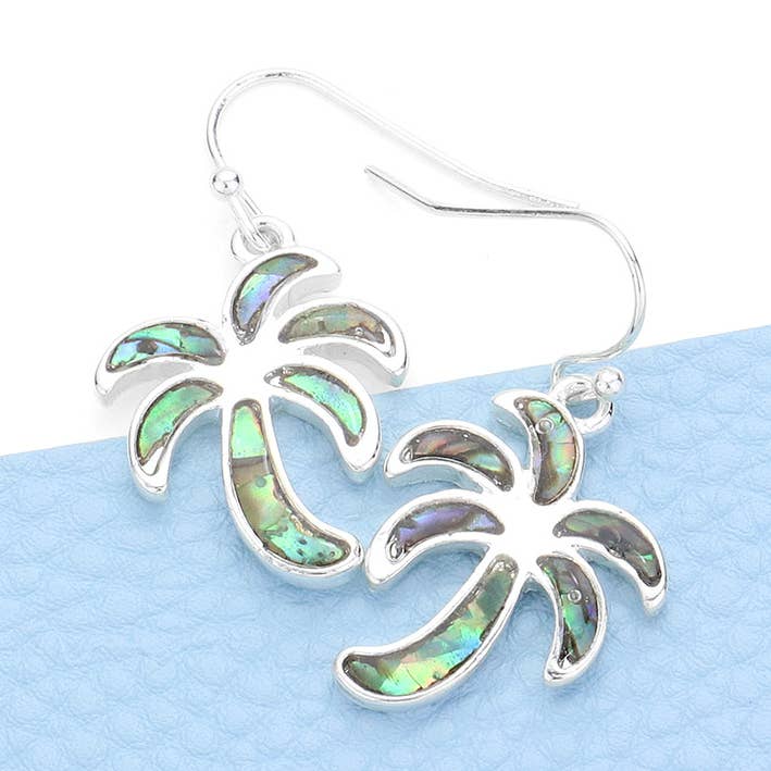 Boucles d'oreilles pendantes en forme de palmier ormeau pour la vente par Sensibling Corp.