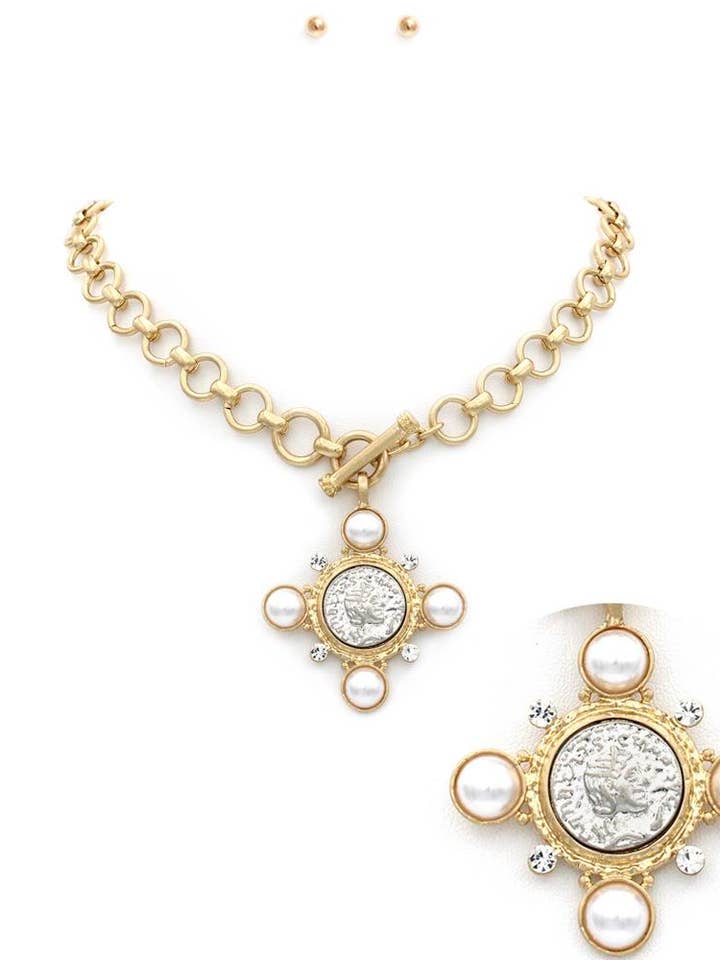 OUD GELD LOOK MUNT KETTING K-10025 voor wholesale door anbfashion