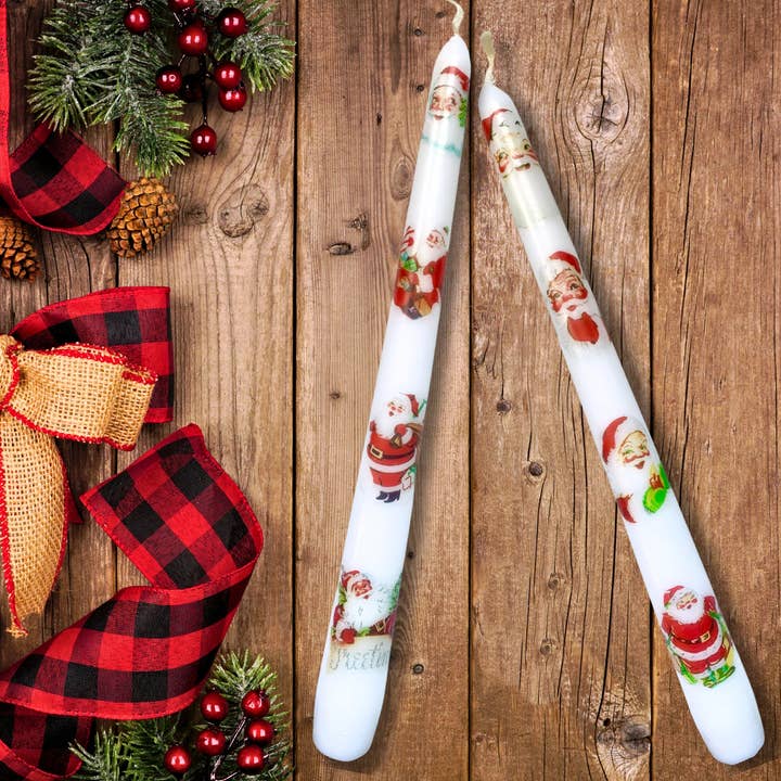 Designs by Michaela - Wholesale Tapered Candle/Candlestick - Vintage Inspired Santa Christmas Taper Candles Home Decor