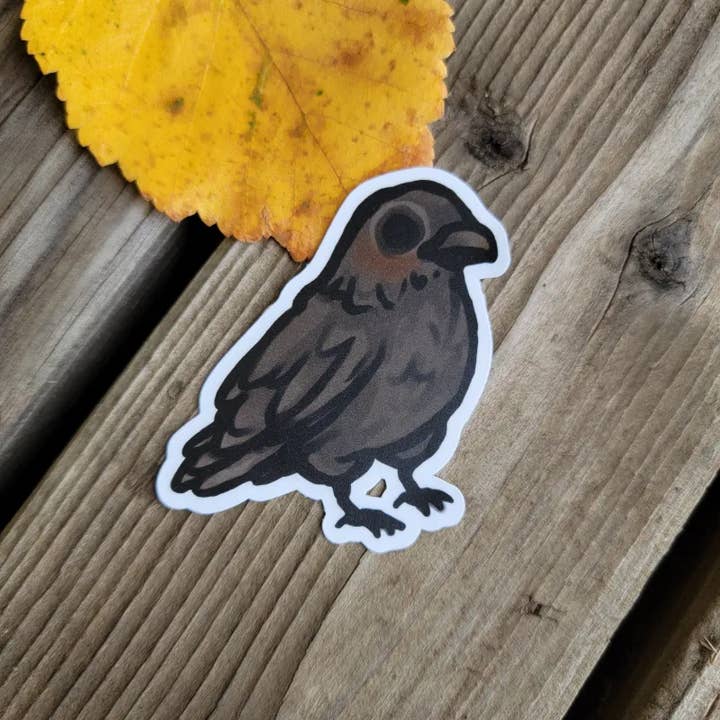 Tiny Bird Vinyl Sticker – Raven for wholesale by Katrina Wold Art