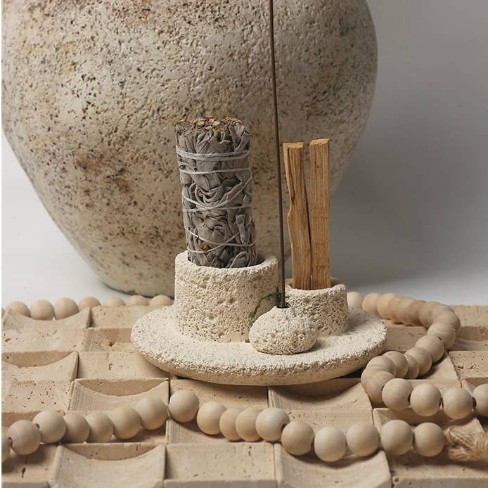 INSPECIAL HOME - Vendita all'ingrosso Portacandele - Porta candela nordico 4 in 1 con bruciatore per salvia, incenso e palo santo1