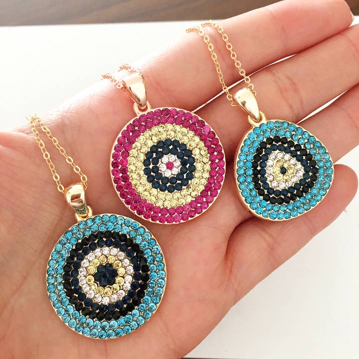 Evileyefavor - Wholesale Pendant/Charm Necklace - Evil Eye Necklace, Nazar Boncuk Necklace, Cubic Zirconia Gold Necklace