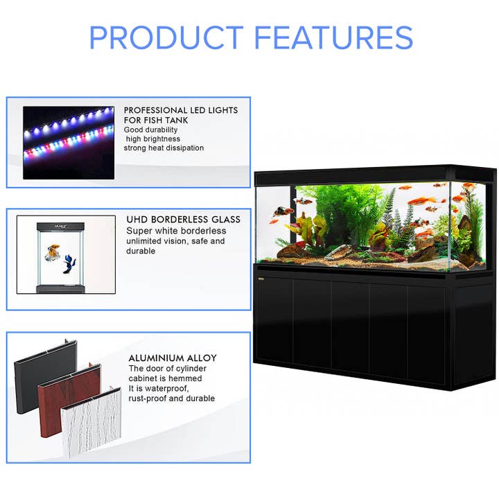 AQUA DREAM - Wholesale Nature & Outdoors - Big Fish Tank 400 Gallon Tempered Glass Aquarium Black - Updated3