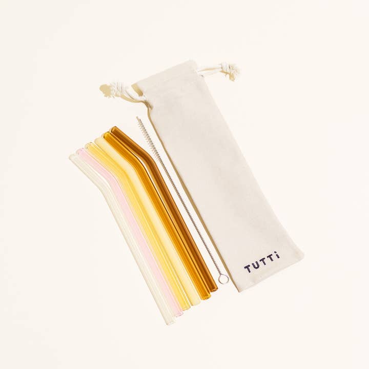Studio Tutti - Wholesale Drinking Straw - Glass Straw Set of 6 - Tramonto1