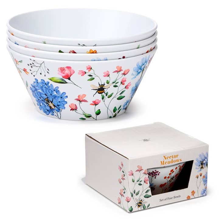 The Nectar Meadows Set of 4 Recycled RPET Picnic Bowls for wholesale by Puckator Ltd