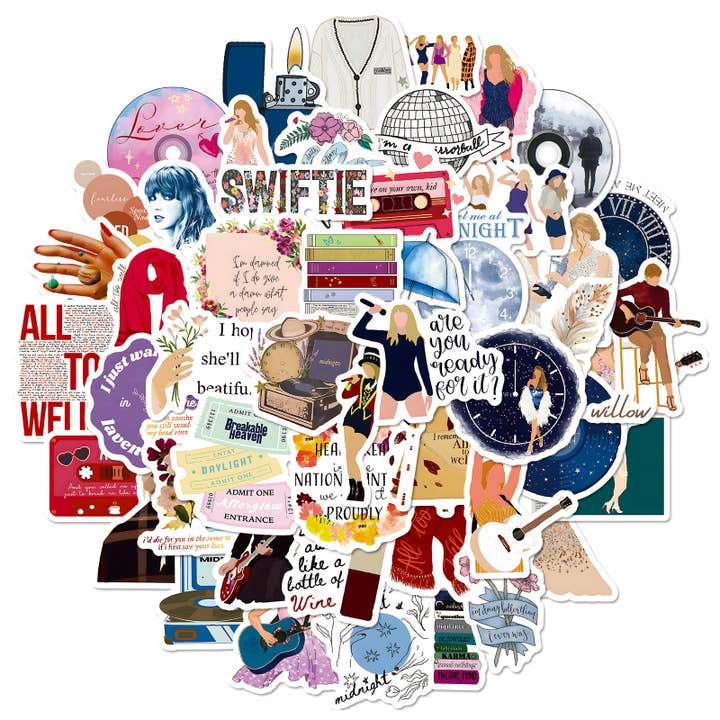Little Trendy - Wholesale Sticker - Taylor Swift Vinyl Waterproof Stickers Pack of 50