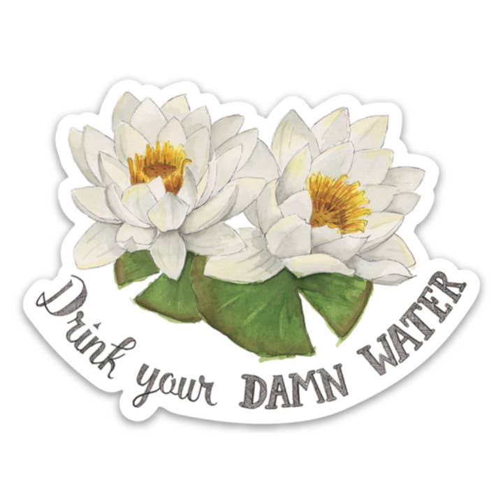 Trink verdammt noch mal dein Wasser Lustiger Blumen-Wasserflaschen-Aufkleber für den Großhandel von Naughty Florals