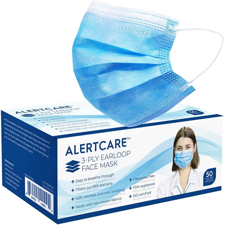 AlertCare 3-Ply Earloop Face Mask (50 PCS) for wholesale by Vastmedic